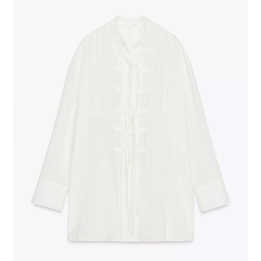 Zara ZW Collection Striped Shirt w Ties - US XS - Picture 3 of 8